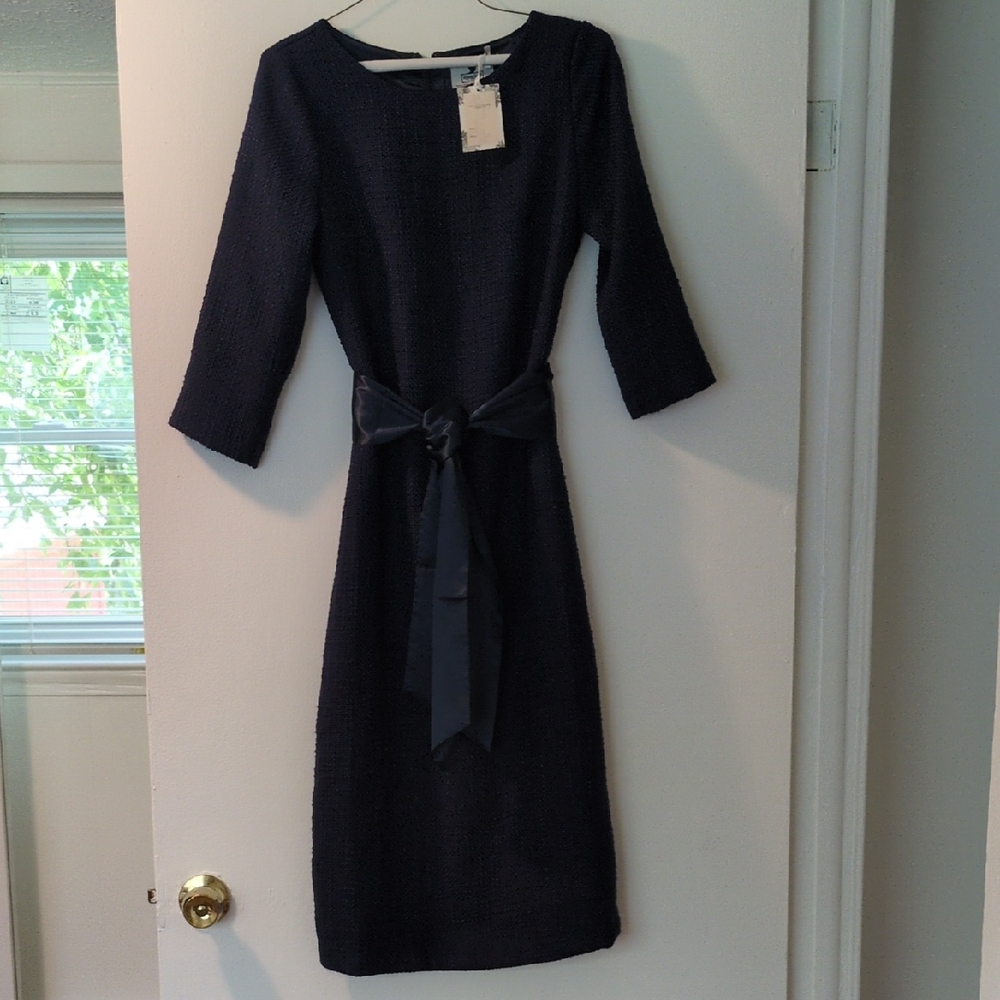 Dainty Jewells Navy Long Sleeve Dress with Bow